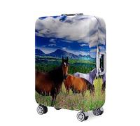 Hearda Tierischer Pferdestil Kofferschutzhülle,18-32 Zoll Elastisch Kofferhülle,Staubdichte Suitcase Cover,Waschbar Kofferschutz,Reise Kofferüberzug mit Reißverschluss (Grasland,L (26-28 Zoll))
