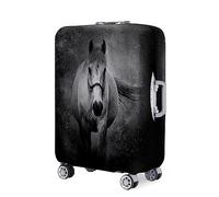 Hearda Tierischer Pferdestil Kofferschutzhülle,18-32 Zoll Elastisch Kofferhülle,Staubdichte Suitcase Cover,Waschbar Kofferschutz,Reise Kofferüberzug mit Reißverschluss (Schwarz,L (26-28 Zoll))