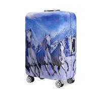 Hearda Tierischer Pferdestil Kofferschutzhülle,18-32 Zoll Elastisch Kofferhülle,Staubdichte Suitcase Cover,Waschbar Kofferschutz,Reise Kofferüberzug mit Reißverschluss (Schneetag,L (26-28 Zoll))