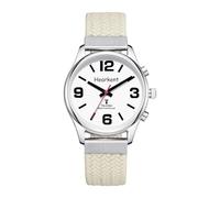 Hearkent Deutsch Sprechende Uhr Damen,Senioren Armbanduhr mit großen Zahlen, Uhren für Sehbehinderte Menschen, Blindenuhr oder Demenz Uhr (Nylon beige)
