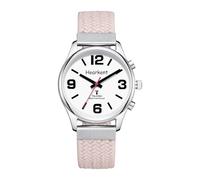 Hearkent Deutsch Sprechende Uhr Damen,Senioren Armbanduhr mit großen Zahlen, Uhren für Sehbehinderte Menschen, Blindenuhr oder Demenz Uhr (Nylon Rosa)