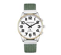 Hearkent Sprechende Armbanduhr für Herren mit französischer Stimme, große Ziffern, für Sehbehinderte, Blinde oder ältere Menschen, Nylon, grün, Klassisch