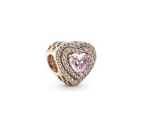 Pandora Charm 789218C01 – 14k rosévergoldet, funkelndes Herz mit pinken Zirkonia