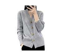 Heart Cardigan Sweaters for Women, Elegant Valentine Heart Button Knit Cardigan, Solid V Neck Long Sleeve Loose Casual Open Front Knit Sweater (XL,Gray)