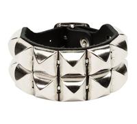 Heart Rock Herren-Armband aus echtem Leder, verstellbar, mit Pyramidennieten, verstellbare Schnalle von 17 bis 20,5 cm und Beschläge aus nickelfreiem Stahl - Made in Italy, 2 file, Leder