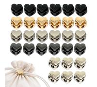 Heart Shaped Cord Locks - 30 Pack Metal | 2-Hole Drawstring Toggle Clasps | 5 Assorted Colors, 6 Each, Replacements for Parka Shoelace Bags, Craft DIY, Secure & Easy Fix
