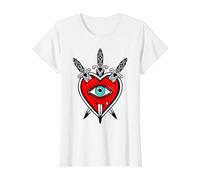 Heart x Dolch American Traditional Tattoo Flash Preisgünstiges Grafik-T-Shirt, Damen, Weiß, M