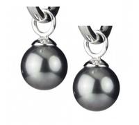 Heartbreaker Einhänger für Creolen mit Muschelkernperle in Echtsilber/Kollektion Style & Go/Graue Perlen aus 925 Sterlingsilber für Creolen/LD MR 31-GY