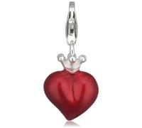 Heartbreaker Herz Charm mit Krone und Karabiner in Echtsilber für Armbänder/Kollektion Charms/Herzcharm aus 925 Sterlingsilber/Edler Anhänger für Damen/HB 204