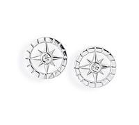 Heartbreaker Kompass Ohrstecker in Echtsilber rhodiniert/Kollektion Windrose/Maritime runde Ohrstecker aus 925 Sterlingsilber für Damen/LD WR 21