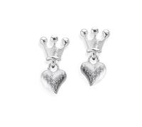 Heartbreaker Luxus Herz Ohrstecker mit Krone aus der Kollektion Crown of my Heart in Echtsilber , Ohrringe Silber 925 Sterling nickelfrei , Elegante Design Herz Ohrringe für Damen