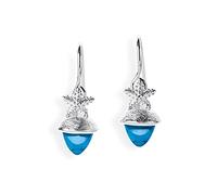 Heartbreaker maritime Seadrops Ohrhänger aus Sterlingsilber mit meerwasserblauem Zirkonia Cabochon und Seestern/Ohrhänger aus 925 Echtsilber für Damen/LD SP 22