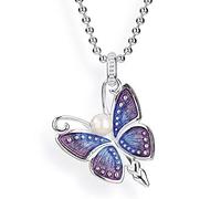 Heartbreaker Schmetterling Anhänger in Echtsilber mit Muschelkernperle | Kollektion Flying Purple | Großer Schmetterlinganhänger aus 925 Sterlingsilber