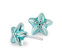Heartbreaker "Sealife" Mini-Seestern-Ohrringe I Edle Ohrstecker aus 925 Sterling Silber I Nickelfreie Damen-Ohrringe mit blauem Brandlack veredelt I In Goldschmiedequalität gefertigt I LD SL 25 BU