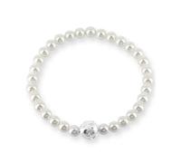 Heartbreaker Weltenbummler Armband I Edles Weltkugel-Armband mit weißen Muschelkernperlen I Nickelfreier Welt-Charm aus 925 Sterling Silber I Travel-Armkette inkl. Verpackung I LD WB 82 PW