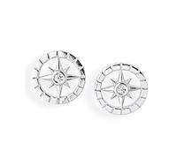 Heartbreaker Kompass Ohrstecker in Echtsilber rhodiniert| Kollektion Windrose | Maritime runde Ohrstecker aus 925 Sterlingsilber für Damen | LD WR 21