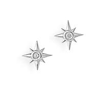 Heartbreaker Windrosen Ohrstecker in Echtsilber rhodiniert| Kollektion Windrose | Maritime kleine Ohrstecker aus 925 Sterlingsilber für Damen | LD WR 22