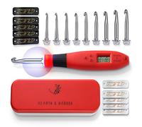 Hearth & Harbor Leuchtendes Häkelnadel-Set mit Etui, Zählhäkelnadel-Set Digital für Stich- und Reihenzähler, beleuchtetes Häkelnadel-Set mit 9 austauschbaren Häkelnadeln