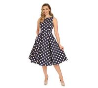 Hearts & roses London Swing Kleid Mia Polka Dot Retro Vintage Fit-N-Flare 50er, Größe:M
