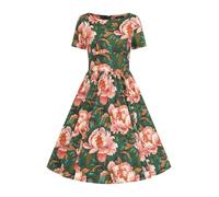 Hearts & roses London Swing Kleid Norah Floral Retro Vintage Fit-N-Flare 50er, Größe:L