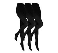Heat Holders - 3er-Pack Ladies Black Thermal Tights | Blickdichte Fleece gefütterte Strumpfhose für den Winter - Schwarz L