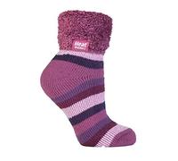 HEAT HOLDERS Damen 1 Paar SockShop Wärme Halter 2.3 TOG Thermal Lounge Socken Gedämpfte rosa Streifen 4-8