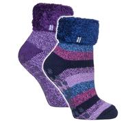 HEAT HOLDERS Damen 2 Paar Kuschelsocken Dicke Weich-Flauschig Haussocken Warme Thermo Bettsocken mit Noppen (37-42, HHL17 / HHL18)
