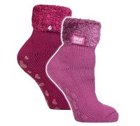 HEAT HOLDERS Damen 2 Paar Kuschelsocken Dicke Weich-Flauschig Haussocken Warme Thermo Bettsocken mit Noppen (37-42, HHL03 / HHL04)