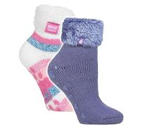 HEAT HOLDERS Damen 2 Paar Kuschelsocken Dicke Weich-Flauschig Haussocken Warme Thermo Bettsocken mit Noppen (37-42, HHL01 / HHL02)