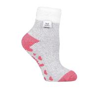 HEAT HOLDERS - Damen Abs Antirutsch Fleece Thermo Kuschelsocken mit Noppen (37/42, Light Grey (L Feather))