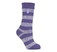 HEAT HOLDERS - Damen Extra Warm Innen Flauschig Thermosocken für Geschenk | Socken für Winter (DE/NL/SE/PL, Numerisch, 37, 42, Regular, Regular, Mulberry Lila/Weiß (Chunky Stripe))