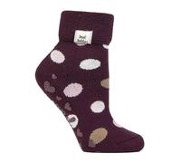 HEAT HOLDERS Damen Kuschelsocken Thermo Lite Warme Lounge Bettsocken Antirutsch (37-42, Cabernet Dots)