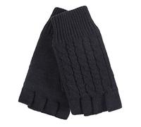 HEAT HOLDERS - Damen Thermo Winter Strick Fingerlos Handschuhe mit Plush Fleece Gefüttert (One Size, Schwarz)