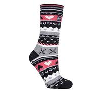 HEAT HOLDERS - Damen Thermo Winter Warm Antirutsch Noppen Kuschelsocken mit Abs Sohle in Geschenkbox (Black/Coral (Soul))