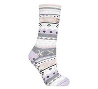 HEAT HOLDERS - Damen Thermo Winter Warm Antirutsch Noppen Kuschelsocken mit Abs Sohle in Geschenkbox (Lilac/Grey (Soul))