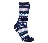 HEAT HOLDERS - Damen Thermo Winter Warm Antirutsch Noppen Kuschelsocken mit Abs Sohle in Geschenkbox (37/42, Navy/Purple (Soul))