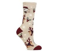 HEAT HOLDERS Flauschige Weihnachtssocken für Damen, Thermosocken, bunt, festliches Geschenk, beige, 4-8