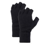HEAT HOLDERS Herren 2 Paar Fingerlose Handschuhe Warme Strick Thermohandschuhe Ohne Finger mit Innenfleece für Winter (Einheitsgröße, Schwarz)