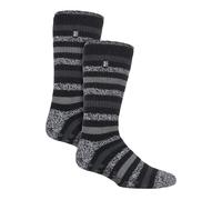 HEAT HOLDERS Herren 2 Paar Hausschuhe Socken Warme Antirutsch Thermo Hausschuhe Socken für Winter (39-45, Schwarz/Anthrazit)