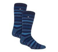 HEAT HOLDERS Herren 2 Paar Hausschuhe Socken Warme Antirutsch Thermo Hausschuhe Socken für Winter (39-45, Marine/Denim)
