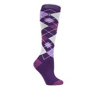 HEAT HOLDERS LITE - Damen 1.6 TOG Extra Warm Lang Bunt Muster Dünn Kniestrümpfe Thermosocken für Gummistiefel (37-42 EU, lila Argyle)