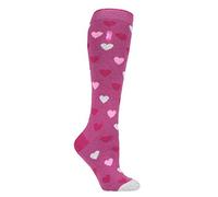 HEAT HOLDERS Lite - Damen 1.6 TOG Winter Warme Gestreift Extra Lang Leicht Dünn Kniestrümpfe Thermo Socken (37-42, Rosa Herz)