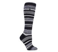 HEAT HOLDERS Lite - Damen 1.6 TOG Winter Warme Gestreift Extra Lang Leicht Dünn Kniestrümpfe Thermo Socken (37-42, Schwarzer Streifen)