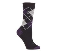 Heat Holders Lite - Isolierte Thermosocken für Damen | Mehrere Designs einschließlich Argyle Streifen Herzen Sterne | Warme Socken für den Winter - Schwarz(Cali) EU 37 - 42