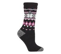 Heat Holders Lite - Womens isoliert thermische Socken | Mehrere Designs einschließlich Argyle Streifen Herzen Sterne | Warme Socken für den Winter - Schwarz (Lima) EU 37 - 42