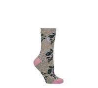 HEAT HOLDERS RHS The Royal Horticultural Society Damen Thermal Socken x RHS 1.6 TOG Lite, Warm, Obst, Blumen & Botanisch Gemustert, Geschenk für Gärtner, 1 Paar Größe 37-42 Beeren Grau 37-42