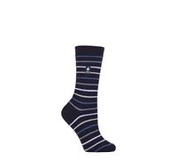 HEAT HOLDERS SOCKSHOP Damen 1.0 TOG Ultralite Streifend, Argyle & Gemustert Socken Packung 1 (DE/NL/SE/PL, Numerisch, 37, 42, Regular, Regular, Riga Streifen Marine)