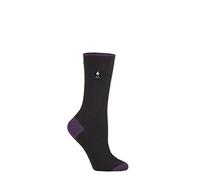 HEAT HOLDERS SOCKSHOP Damen 1.0 TOG Ultralite Streifend, Argyle & Gemustert Socken Packung 1 (DE/NL/SE/PL, Numerisch, 37, 42, Regular, Regular, Oia Ferse & Zehe Schwarz/Violett)