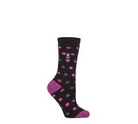 HEAT HOLDERS SOCKSHOP Damen 1.6 TOG Lite Gemustert und gestreift Thermische Socken Packung 1 (37-42, Malaga Punkte Schwarz/Beere)