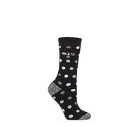 HEAT HOLDERS SOCKSHOP Damen 1.6 TOG Lite Gemustert und gestreift Thermische Socken Packung 1 (37-42, Malaga Punkte Schwarz/Weiß)